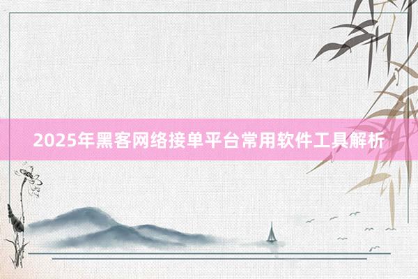 2025年黑客网络接单平台常用软件工具解析