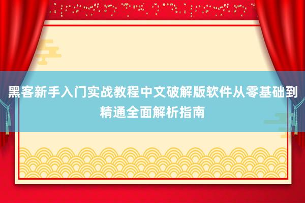 黑客新手入门实战教程中文破解版软件从零基础到精通全面解析指南